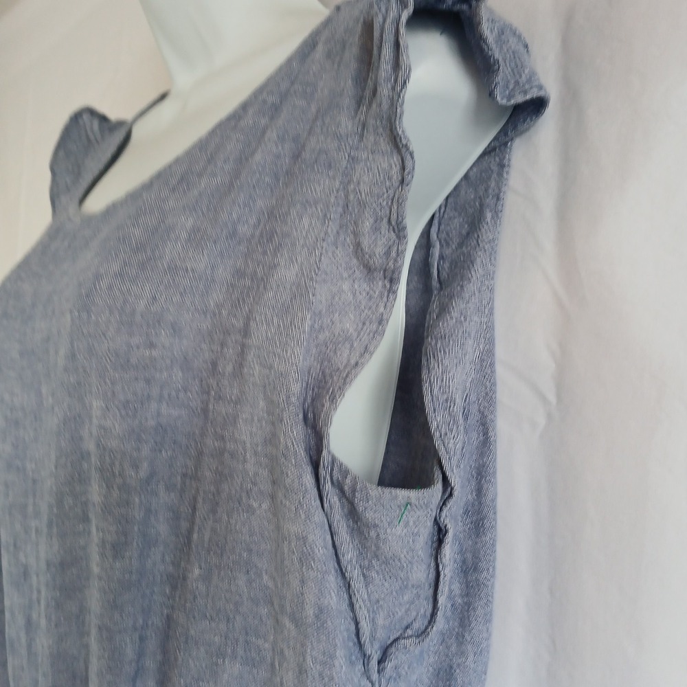 Old Navy Romper Denim Light Blue Ruffles Sleeveless Sz L Western Casual Work - Picture 4 of 9